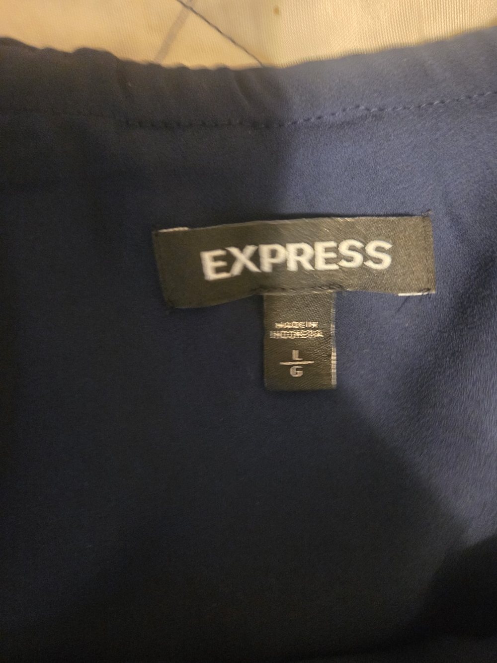 Express Embroidered One-Shoulder Ruffle Navy Top L - Picture 3 of 6